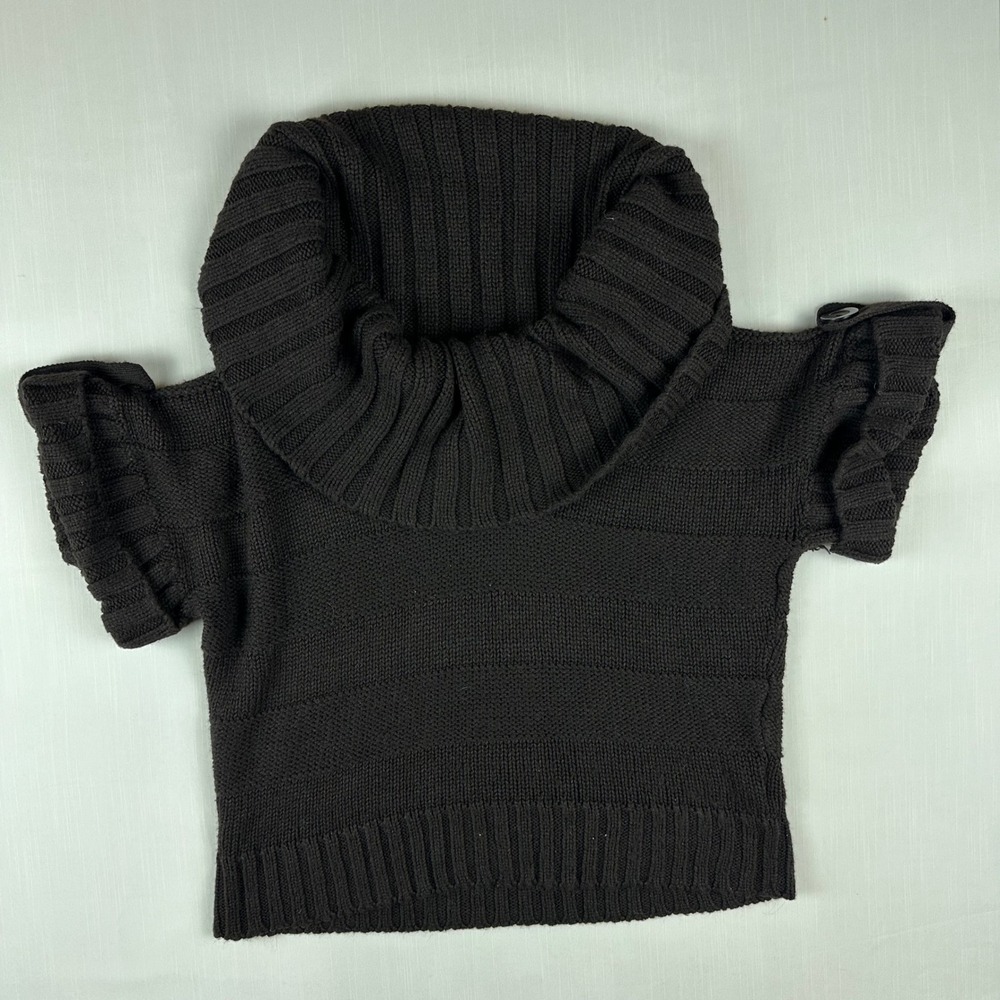 Ci Sono Womens Dark Brown Cowl Neck Short Sleeve Knit Sweater Size L